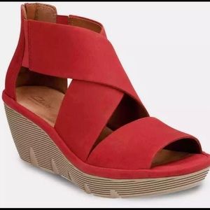 Rare Clarks Nubuck Red Sandals